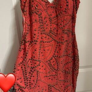 Aidan mattox Elegant orange Beaded Dress